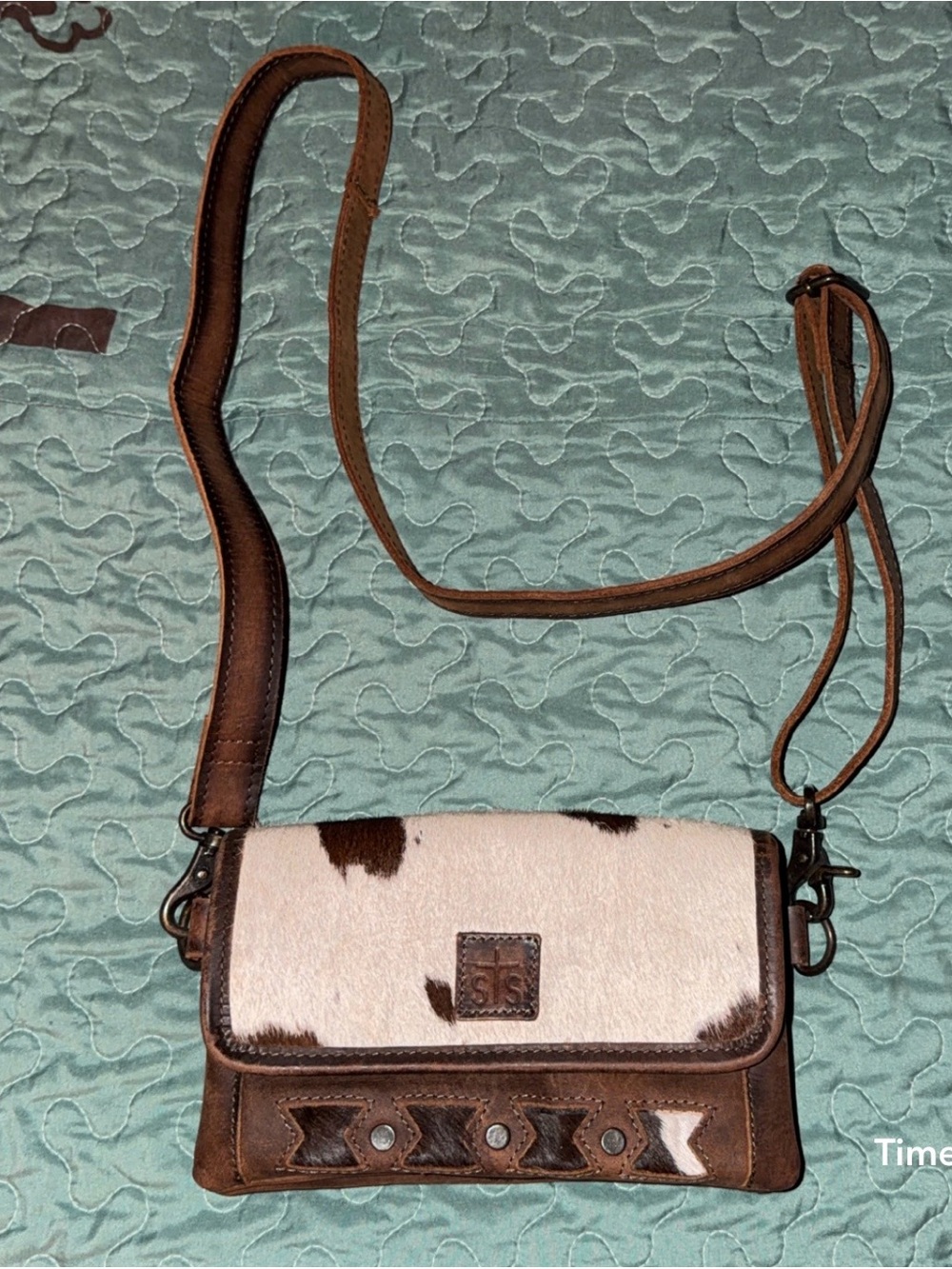 STS Ranchwear Brown & White Cowhide Crossbody Bag